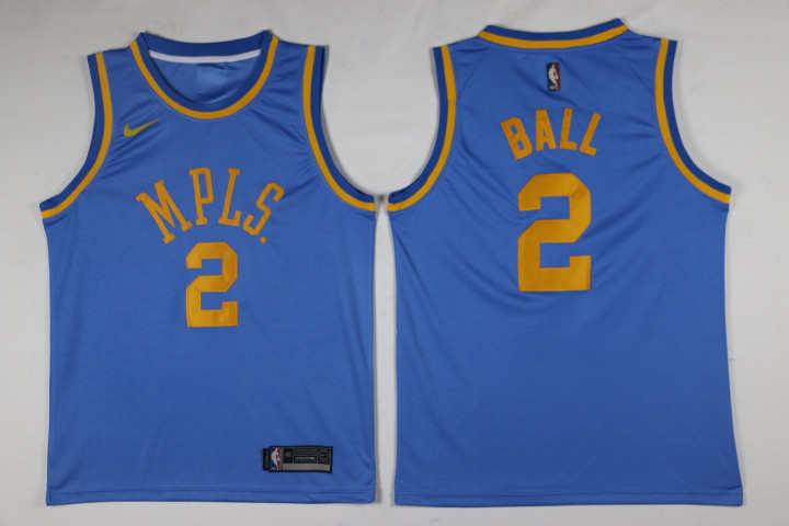 Men Los Angeles Lakers #2 Ball Blue Game Nike NBA Jerseys